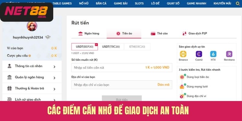 Các điểm cần nhớ để giao dịch an toàn